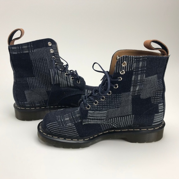 Dr Martens high tops Boots Blue Crushed velvet 7 - Picture 7 of 7